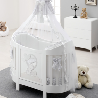 Детская кровать Italbaby LOVE OVAL, белый (в комплекте матрас и белье 4  предмета)