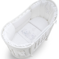 Детская кровать Italbaby Happy Family Oval, белый (в комплекте матрас и белье 4 предмета)