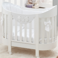 Детская кровать Italbaby Happy Family Oval, белый (в комплекте матрас и белье 4 предмета)